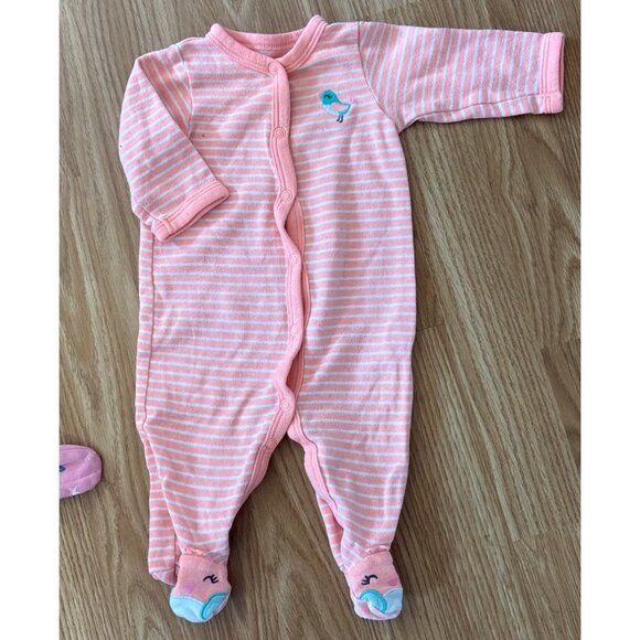 Baby Footed Pajamas 0-3M Floral Tied Dye Animal Prints Zip & Snap - Picture 11 of 14